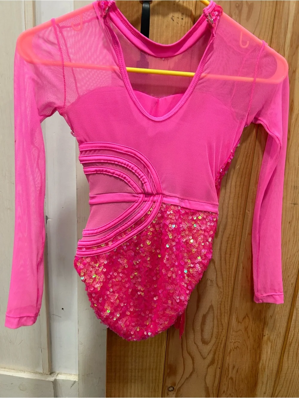 Girls Hot Pink Sequin Fringe Dance Costume